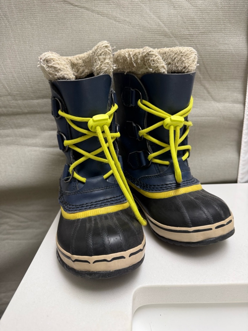 Sorel Kids Navy and Yellow Waterproof Winter Boots